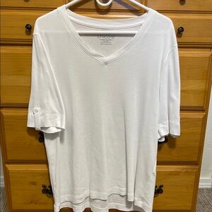White, Chico’s V-Neck Tee, short sleeves